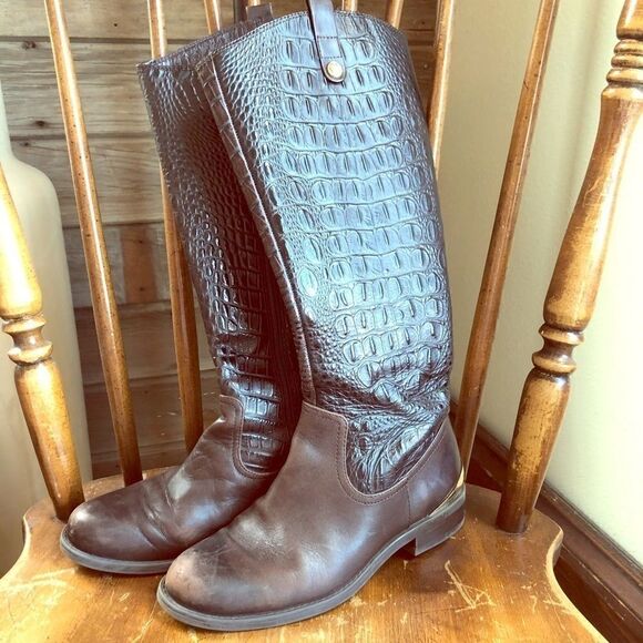 Vince Camuto Shoes - Vince Camuto Leather Riding Boot with Gold Accents